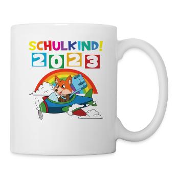 Schulkind 2023 Einschulung 2023 Schulanfang - Tasse - Weiß - Rechts