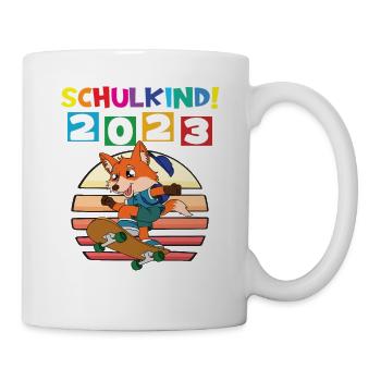 Schulkind 2023 Einschulung 2023 Schulanfang - Tasse - Weiß - Rechts