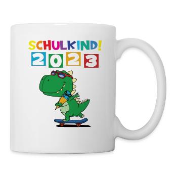 Schulkind 2023 Einschulung 2023 Schulanfang - Tasse - Weiß - Rechts