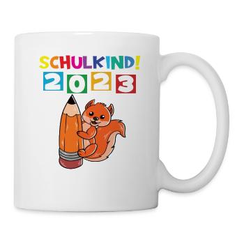 Schulkind 2023 Einschulung 2023 Schulanfang - Tasse - Weiß - Rechts
