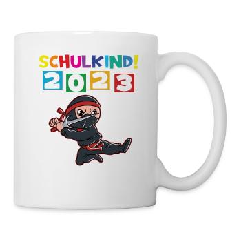 Schulkind 2023 Einschulung 2023 Schulanfang - Tasse - Weiß - Rechts