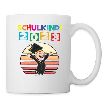Schulkind 2023 Einschulung 2023 Schulanfang - Tasse - Weiß - Rechts