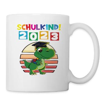 Schulkind 2023 Einschulung 2023 Schulanfang - Tasse - Weiß - Rechts