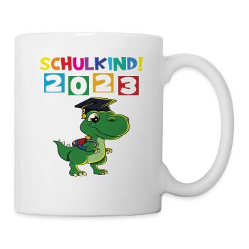 Schulkind 2023 Einschulung 2023 Schulanfang - Tasse - Weiß - Rechts