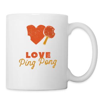 Peace Love Ping Pong Lustig Tischtennis Liebhaber - Tasse - Weiß - Rechts