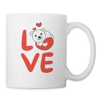 Polar bear for Valentine's Day cute animals hearts Love - Mug - white - Right