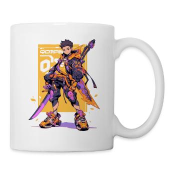 Shibuya: Cooler Anime Junge mit Schwert Japanisch - Tasse - Weiß - Rechts
