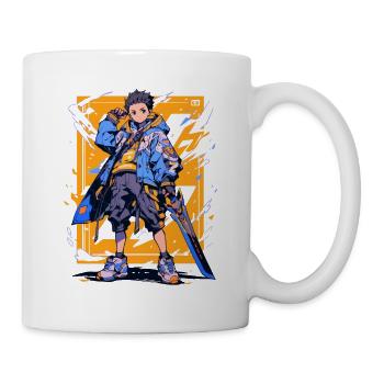 Shibuya: Cooler Anime Junge mit Schwert Japanisch - Tasse - Weiß - Rechts