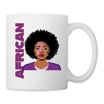 Frau mit Afro und Schriftzug African - Tasse - Weiß - Rechts