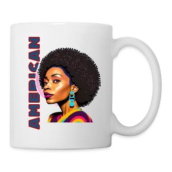 Femme noire avec lettrage américain - Mug blanc - blanc - Droite