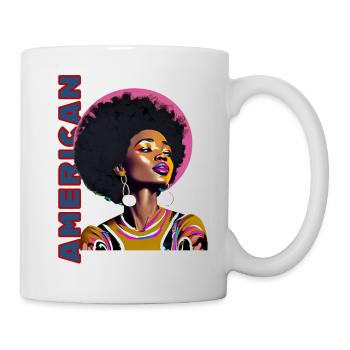 Femme noire avec lettrage américain - Mug blanc - blanc - Droite