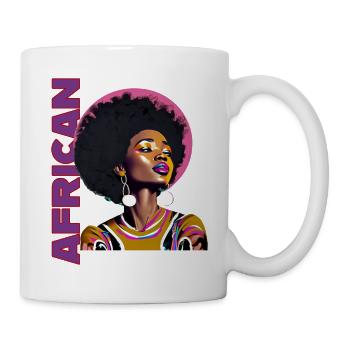Femme noire avec lettrage africain - Mug blanc - blanc - Droite