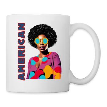 Femme noire avec lettrage américain - Mug blanc - blanc - Droite