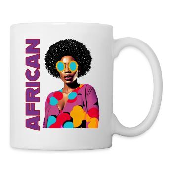 Femme noire avec lettrage africain - Mug blanc - blanc - Droite