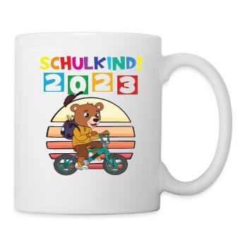 Schulkind 2023 Einschulung 2023 Schulanfang - Tasse - Weiß - Rechts