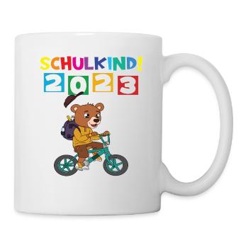 Schulkind 2023 Einschulung 2023 Schulanfang - Tasse - Weiß - Rechts