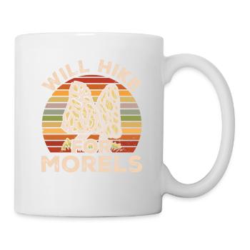 Will Hike For Morels Mycology Mushroom Morel - Mug - white - Right