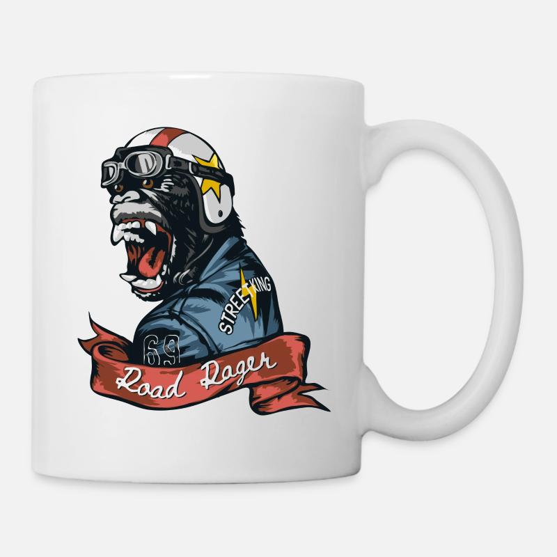 Road rager slogan with gorilla - Mug - white