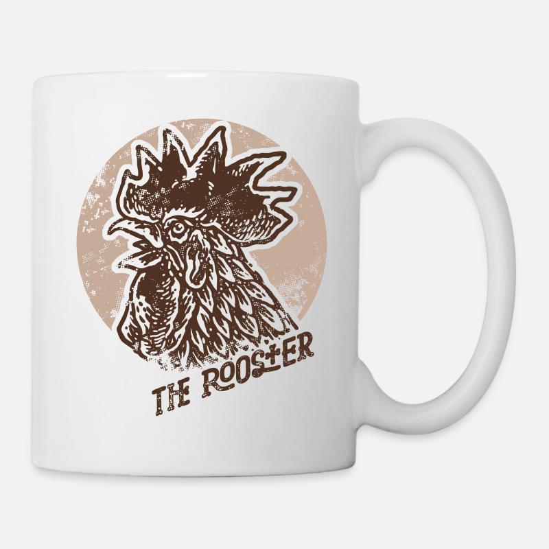rooster old stamp - Mug - white