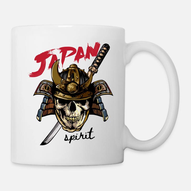Totenkopf im Samurai-Helm - Tasse - Weiß