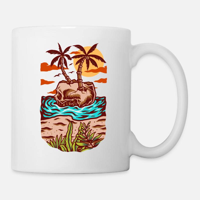 Schädel Sommerstrand - Tasse - Weiß