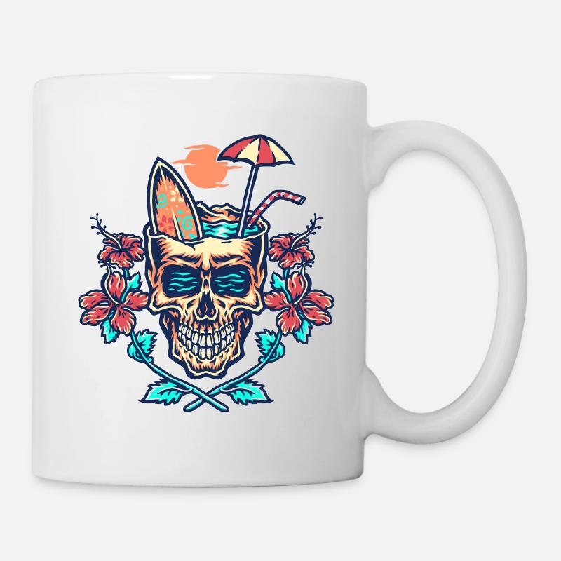 Schädel Sommerstrand - Tasse - Weiß