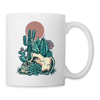 Totenkopf mit Kaktus - Tasse - Weiß - Rechts