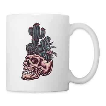 Totenkopf mit Kaktus - Tasse - Weiß - Rechts