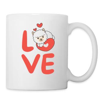 Alpaga pour la Saint-Valentin Animaux mignons Coeurs Amour - Mug blanc - blanc - Droite