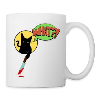 Schwarze Katze Was - Tasse - Weiß - Rechts