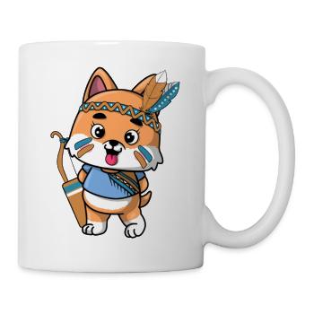 tribal puppy with feathers - Mug - white - Right