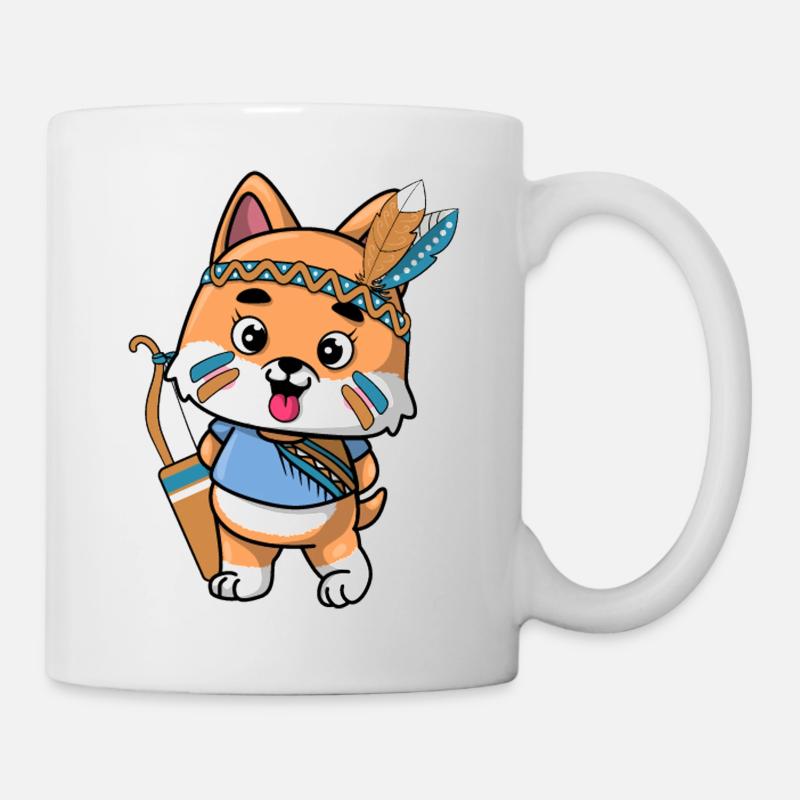 Stammeswelpe mit Federn - Tasse - Weiß