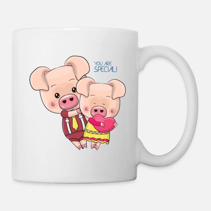 Two cute cartoon pigs - Mug - white