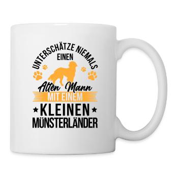 Alter Mann mit einem Kleiner Münsterländer - Tasse - Weiß - Rechts