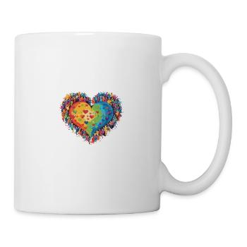 Regenbogenfarbe Herz LGBTQ Liebe & Rechte - Tasse - Weiß - Rechts