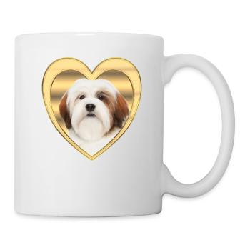 Lhasa Apso - Hundeliebhaber - Hunde Herz - Tasse - Weiß - Rechts