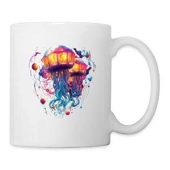 Montgolfière méduse couleurs vives - Mug blanc - blanc - Droite