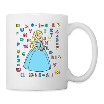 Princesse avec livre, alphabet chiffres école débutant - Mug blanc - blanc - Droite