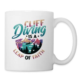 Cliff jumping is a leap of faith - Mug - white - Right