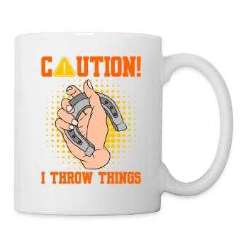 Caution I Throw Things Horseshoe Pitching - Mug - white - Right