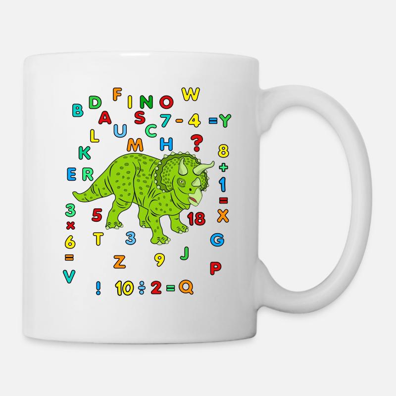Dinosaurs, Triceratops, School Beginners, Alphabet - Mug - white