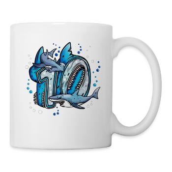 Grand Requin Blanc 7 Anniversaire Requin Anniversaire Fille - Mug blanc - blanc - Droite