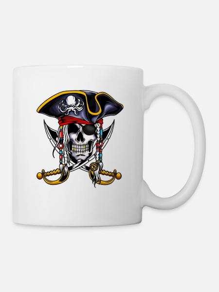 Piraten Skelett Schatzsuche Piratenschiff Kostüm - Tasse - Weiß