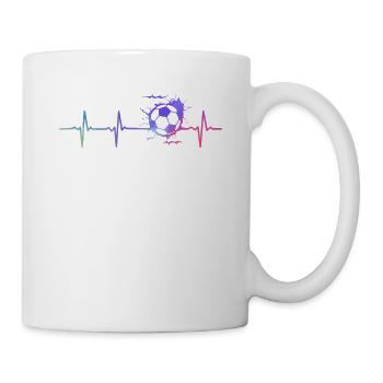 Herzschlag Fußball Puls Fußballer Geschenk - Tasse - Weiß - Rechts