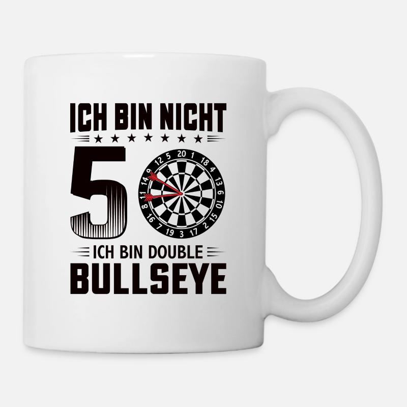 Dart 50 Geburtstag Dart Dartspieler Dartscheibe - Tasse - Weiß