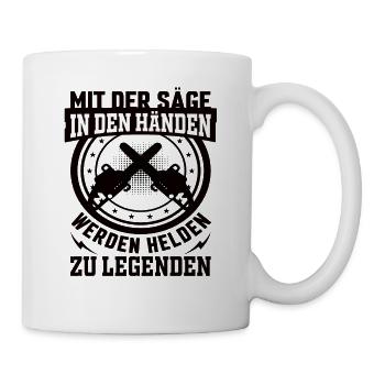 Holzfäller Holzarbeiter Waldarbeiter Kettensäge - Tasse - Weiß - Rechts