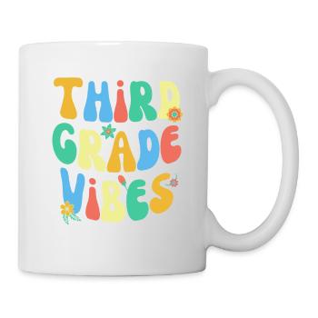 Zurück Zur Schule Dritte Klasse Vibes Bunt Groovy - Tasse - Weiß - Rechts