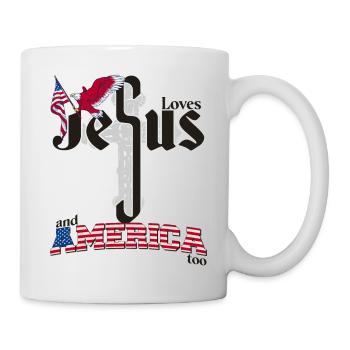 Retro aime Jésus et l’Amérique aussi, Eagle, 4ème de - Mug blanc - blanc - Droite