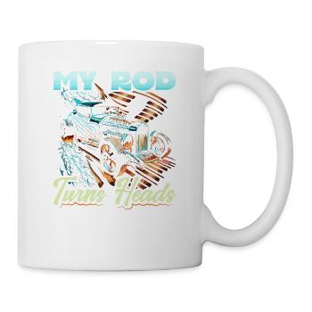 My Hot Rod Turns Heads, Retro Muscle Car Hot Rod - Tasse - Weiß - Rechts