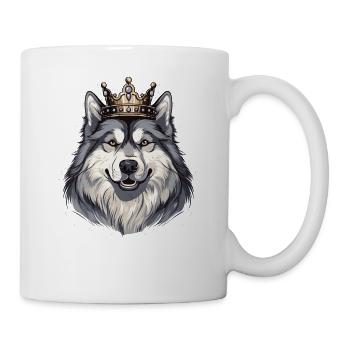 Alaskan Malamute Cooler Hund trägt Krone - Tasse - Weiß - Rechts
